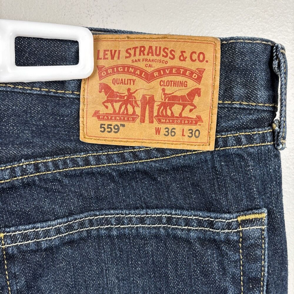 Levi's 559 Selvedge Denim Jeans Men's 36x30 Blue Straight Regular Button Fly Mex